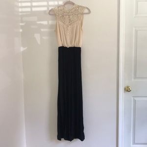 High neck cream lace black and jumpsuit bow back